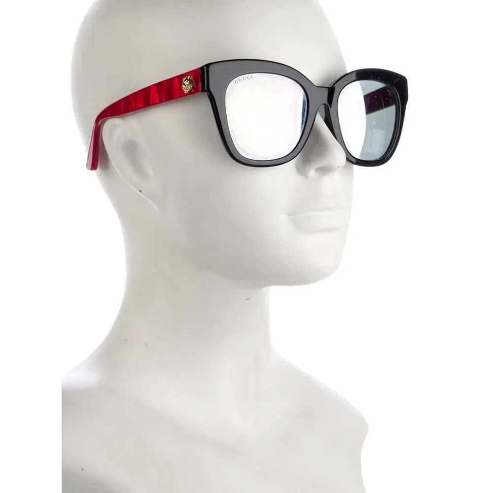 EUC Gucci GG0029SA Black Red Cat Eye Sunglasses Gold Tiger Bee 53mm
